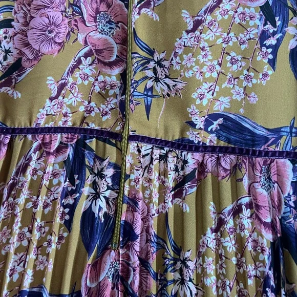 GB Girls Pleated Long Sleeve Dress with Pink and Purple Floral Pattern - Picture 13 of 13